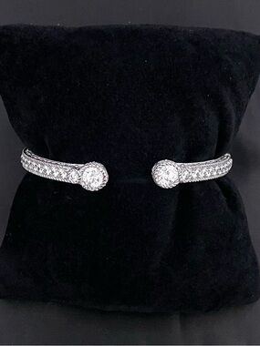 Judith Ripka sterling silver and cubic zirconia hinged cuff bracelet